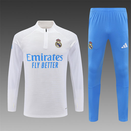 Real Madrid 2025/26 Whie Half zipper Training Suit