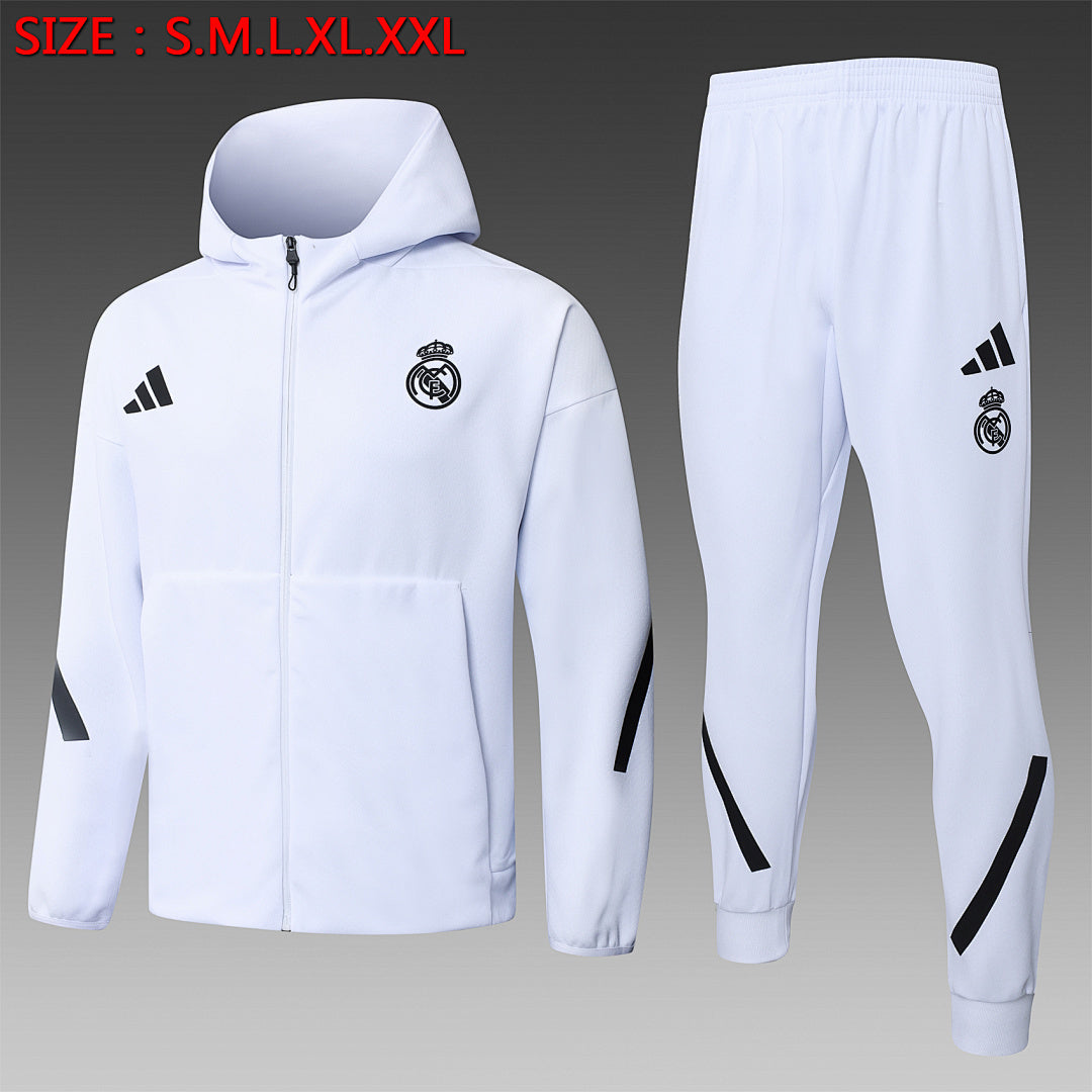 Real Madrid 2025/26 White Hoodie Suit