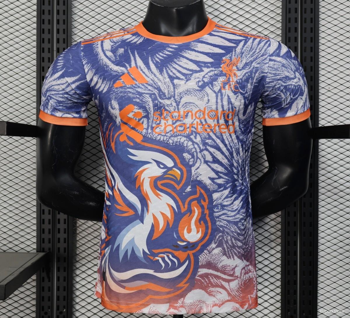 25/26 Liverpool Blue with Orange Flaming Bird Special Stadium Jersey