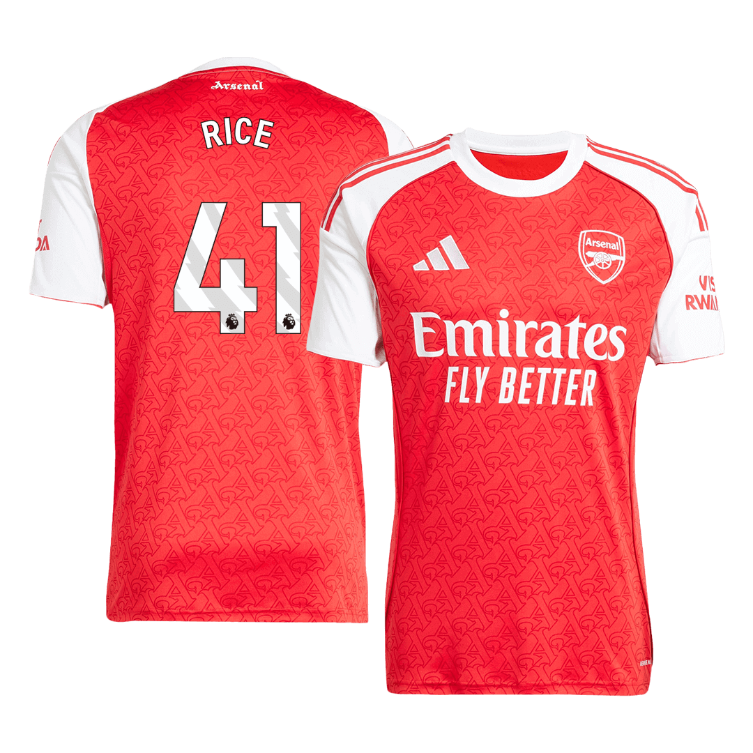 RICE #41 Arsenal Home Soccer Jersey 2025/26