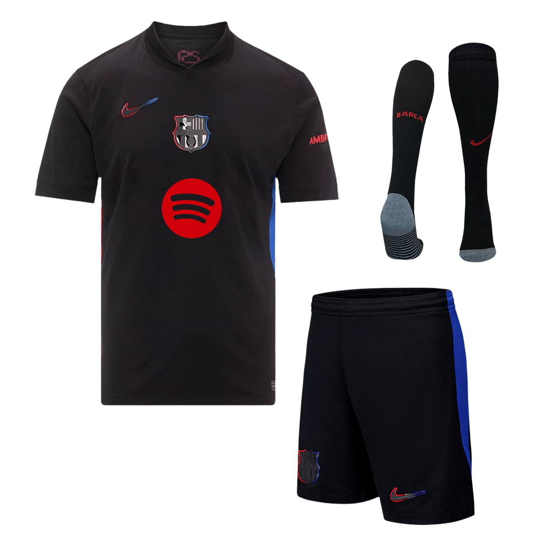 Barcelona Away Jerseys Full Kit 2024/25 Spotify Logo Without Text