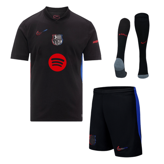 Barcelona Away Jerseys Full Kit 2024/25 Spotify Logo Without Text