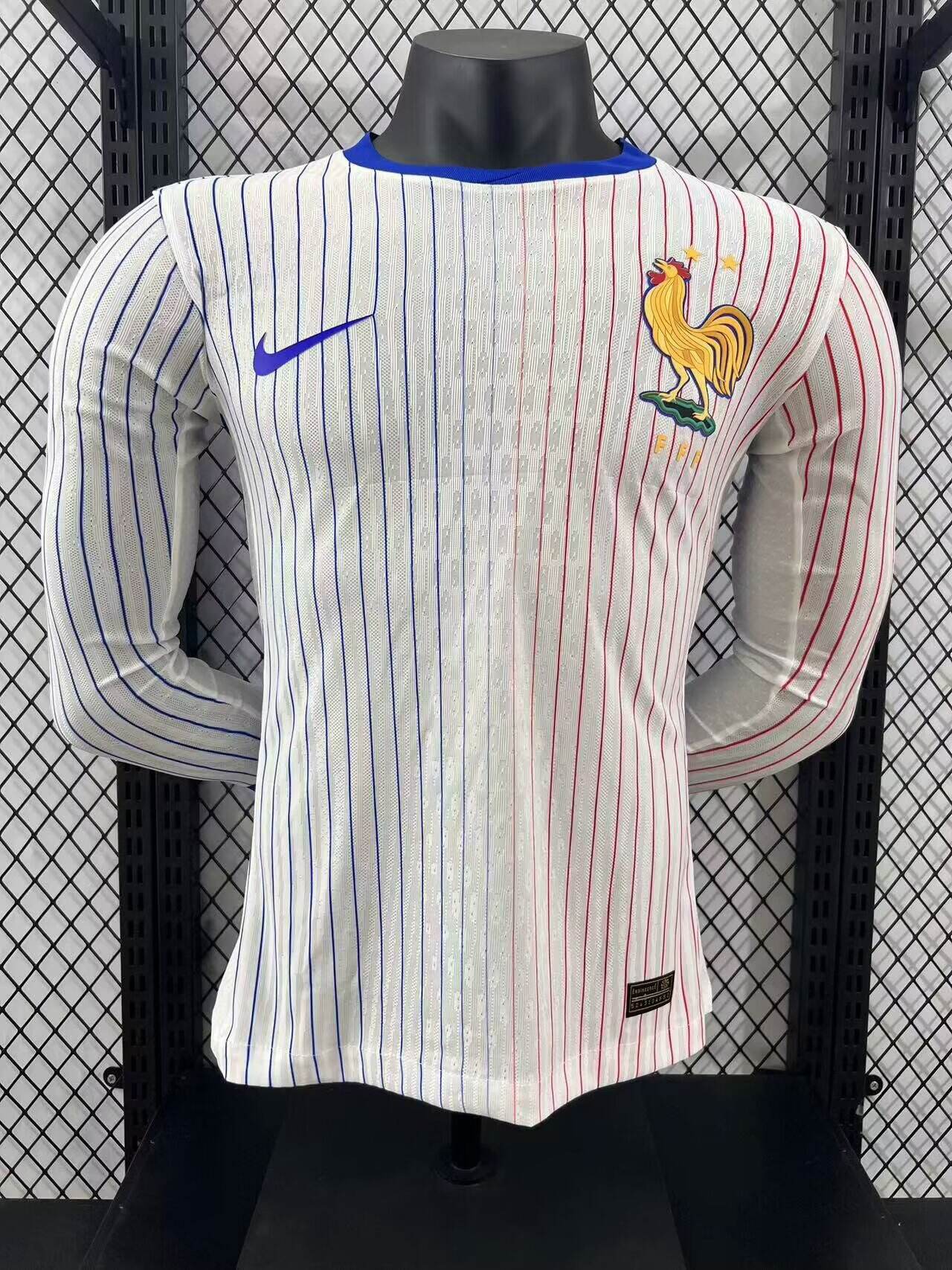 2024 France Away White Long Sleeve Stadium Jersey