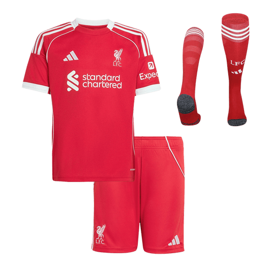 Liverpool Home Kids Soccer Jerseys Full Kit 2025/26