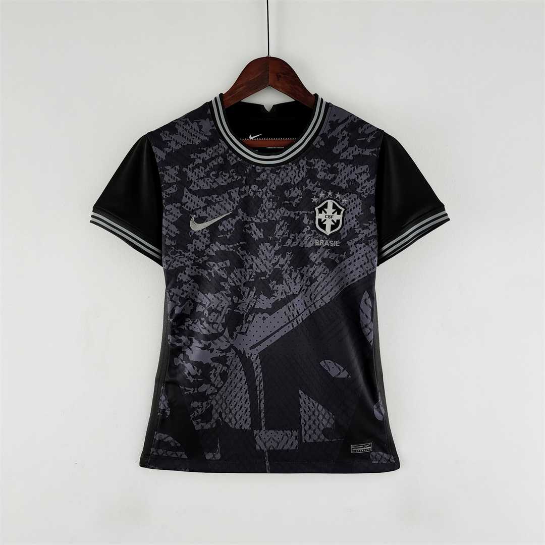 2022 World Cup Brazil all black Women Women-s Soccer Fan Jersey