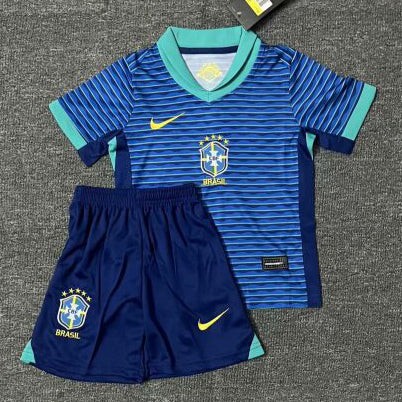 2024 Brazil Away Blue Kids Fan Jersey