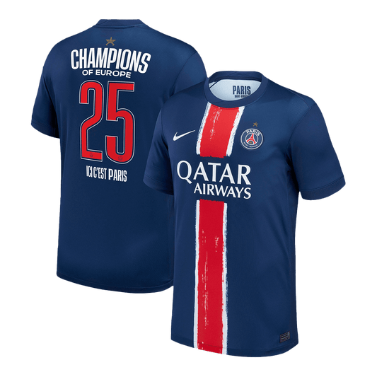 CHAMPIONS #25 PSG Home Soccer Jersey 2024/25 CHAMPIONS OF EUROPE