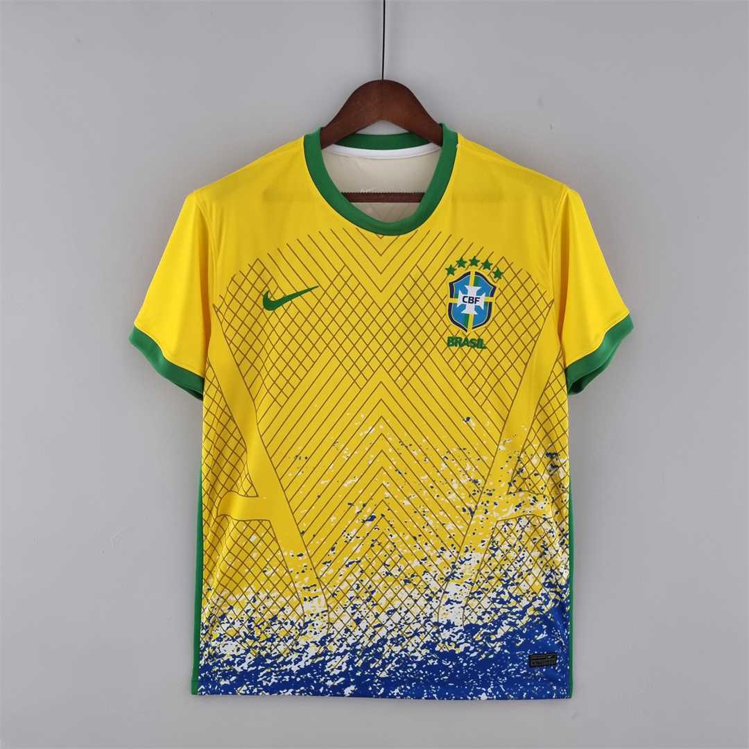 2022 World Cup Brazil Special Edition Yellow Soccer Fan Jersey