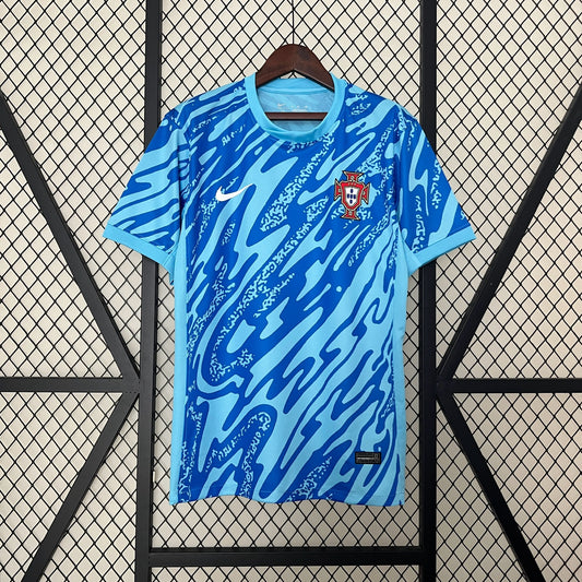 2024 Portugal Goalkeeper Blue Soccer Fan Jersey