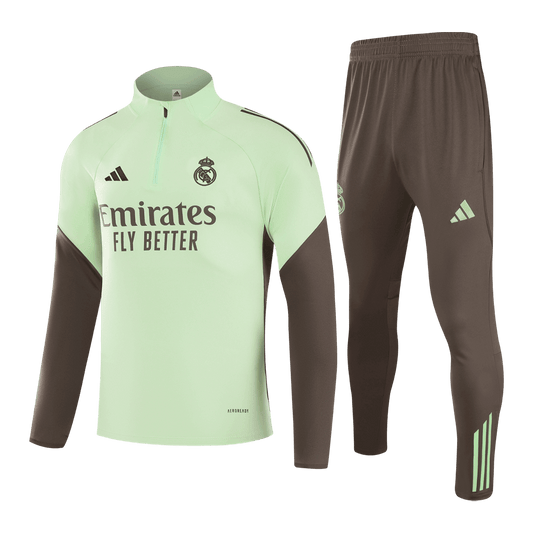 Real Madrid 1/4 Zip Tracksuit 2025/26 Kids Green