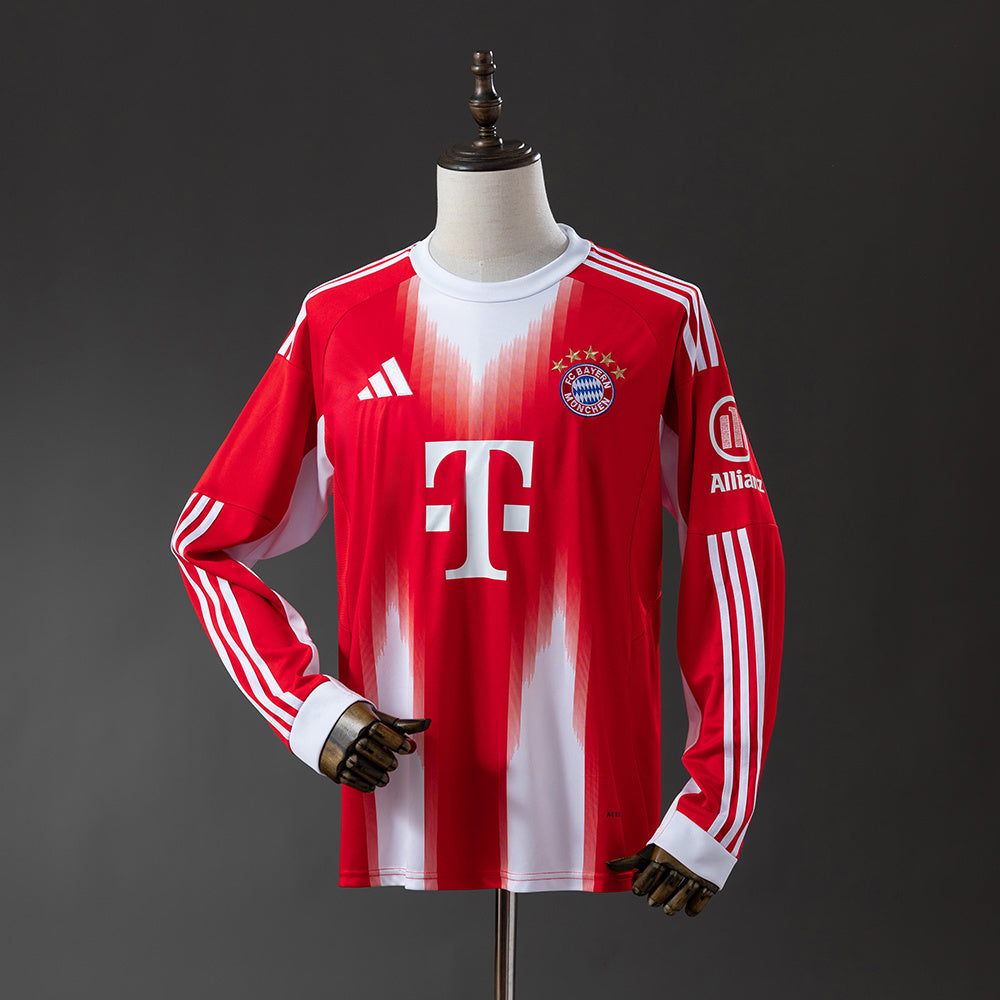 25/26 Bayern Munich Home Long Sleeve red soccer Fan Jersey