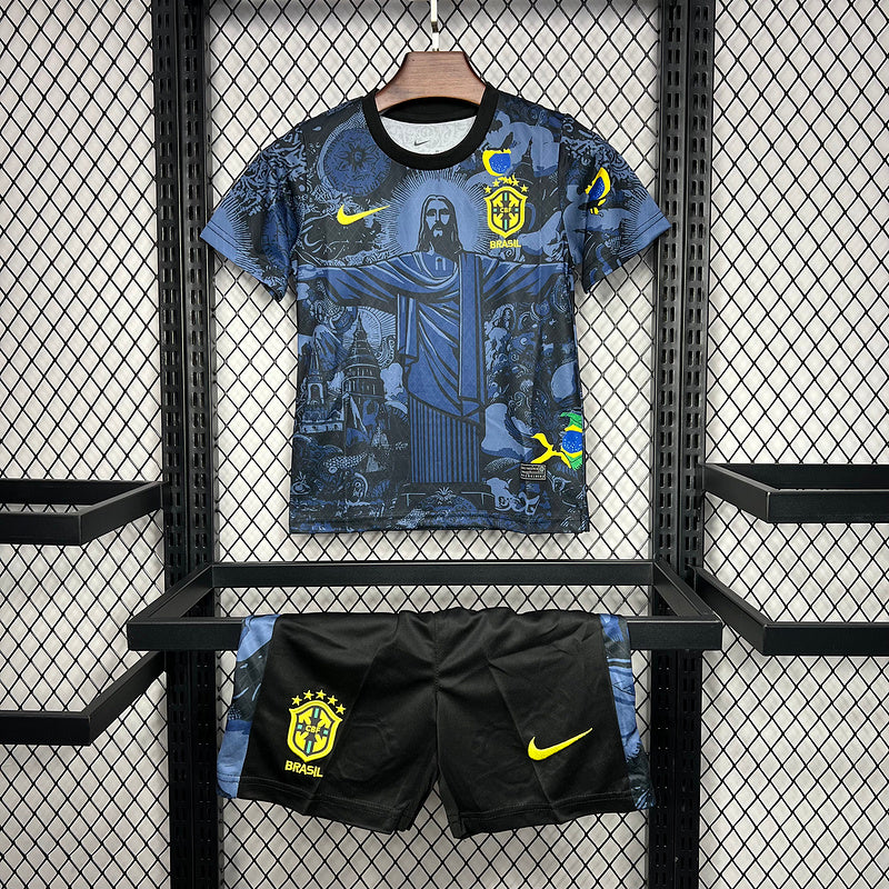 2024 Brazil Dark blue Jesus Kids Fan Jersey