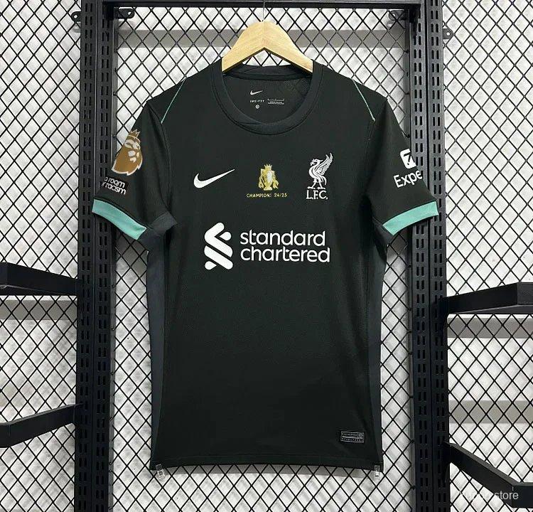 24/25 Liverpool With Champion Printing Away Black Fan Jersey