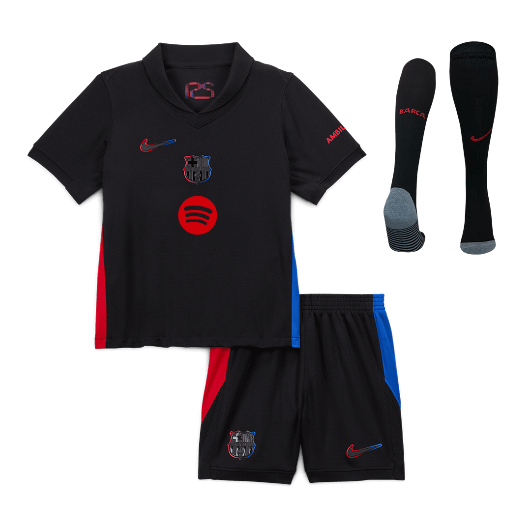 Barcelona Away Kids Soccer Jerseys Full Kit 2024/25 Spotify Logo Without Text