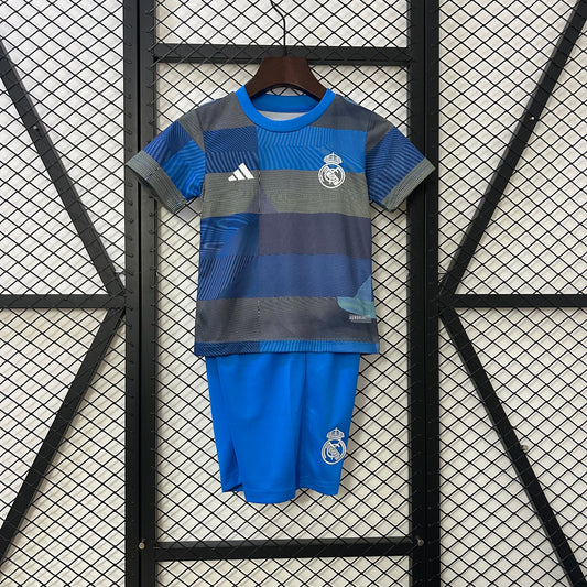 25/26 Real Madrid training uniform blue Kids Fan Jersey