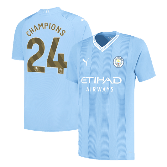 CHAMPIONS #24 Manchester City Home Soccer Jersey 2023/24