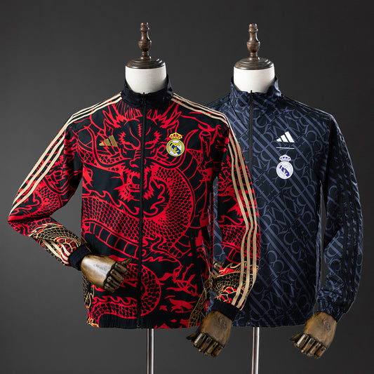 25/26 Real Madrid Red and Heiss Reversible Jacket Windbreaker