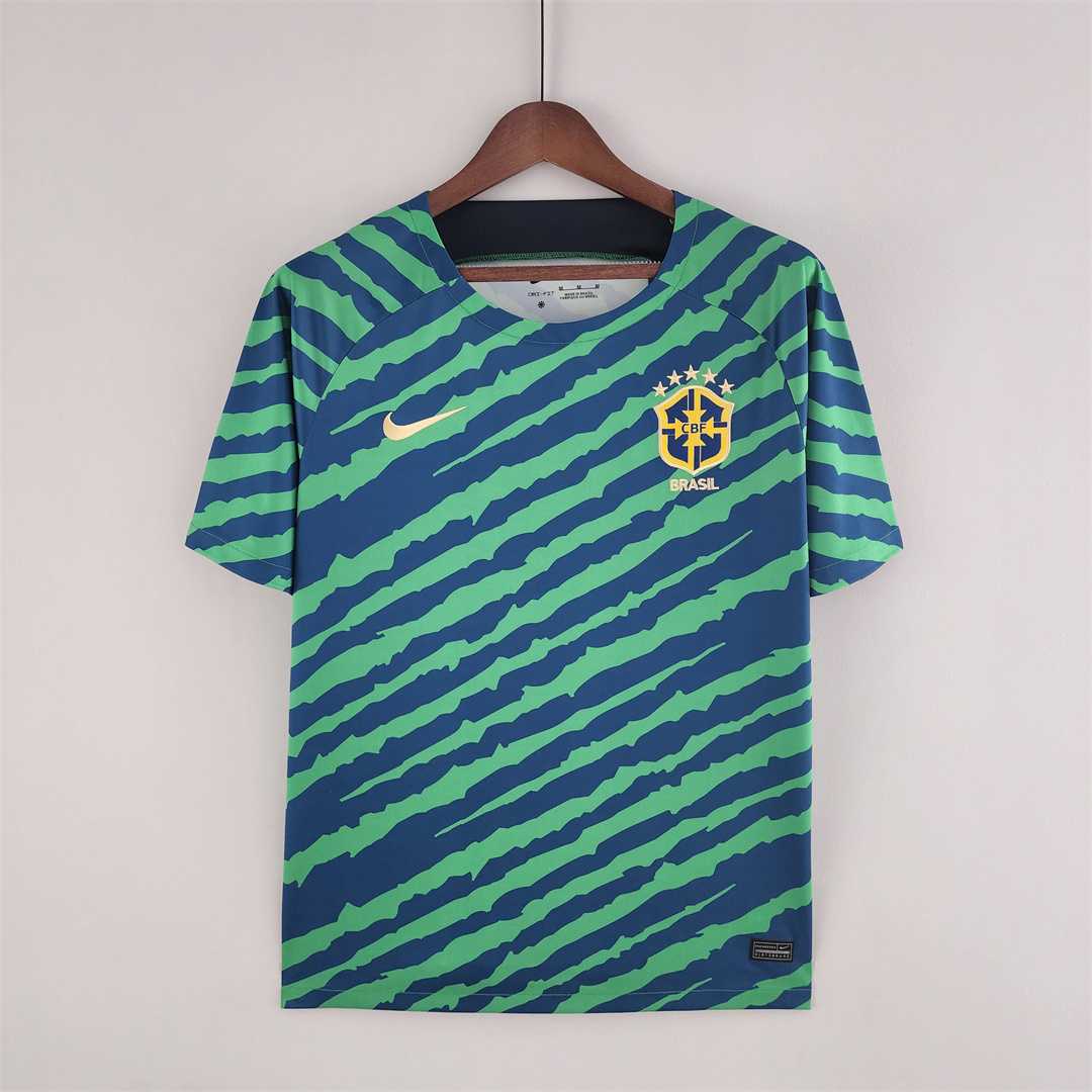 2022 World Cup Brazil Special Edition green and blue Soccer Fan Jersey