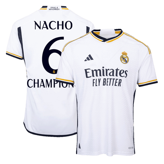 NACHO #6 CHAMPIONS Real Madrid Home Premium Soccer Jersey 2023/24