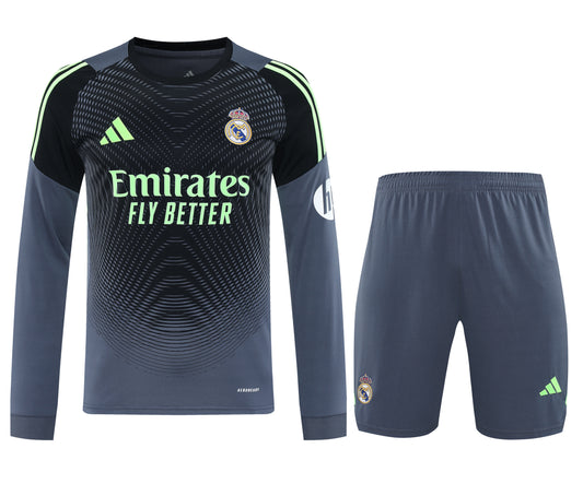 2025/26 Real Madrid Goalkeeper Jersey Long Sleeve Gray Fan Jersey