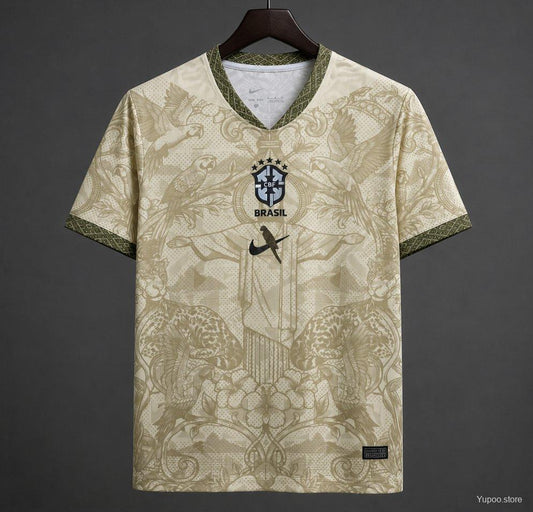 2026 Brazil World Cup Jesus Gold Cream Fan Jersey